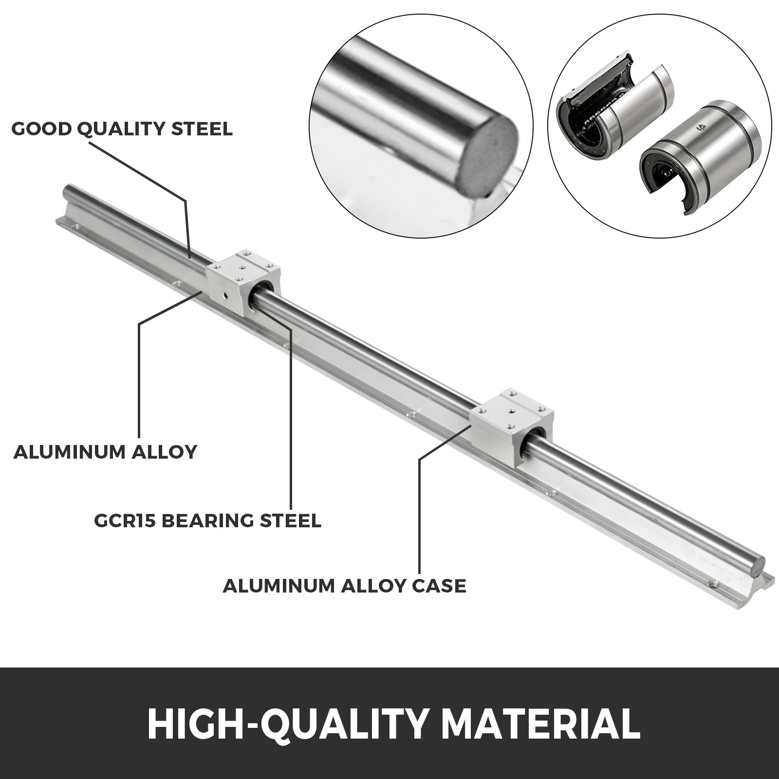 VEVOR Guia Lineal Juego de Rieles Lineales 2PCS 1200mm SBR16 4PCS SBR16UU Bloque para Máquinas Cnc Buenos para Enrutadores de Bricolaje Molinos Tornos