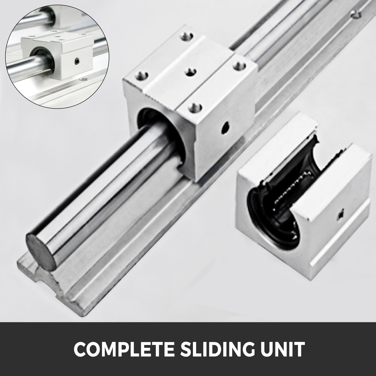 VEVOR Guia Lineal Juego de Rieles Lineales 2PCS 1200mm SBR16 4PCS SBR16UU Bloque para Máquinas Cnc Buenos para Enrutadores de Bricolaje Molinos Tornos