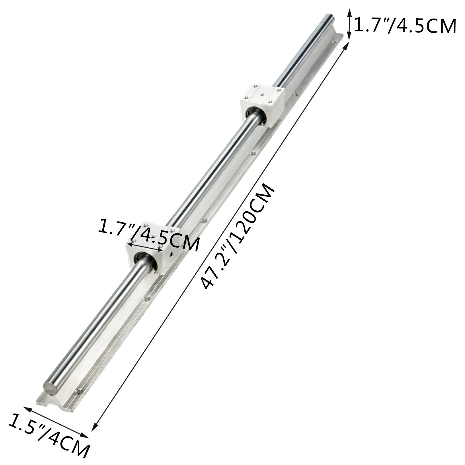 VEVOR Guia Lineal Juego de Rieles Lineales 2PCS 1200mm SBR16 4PCS SBR16UU Bloque para Máquinas Cnc Buenos para Enrutadores de Bricolaje Molinos Tornos