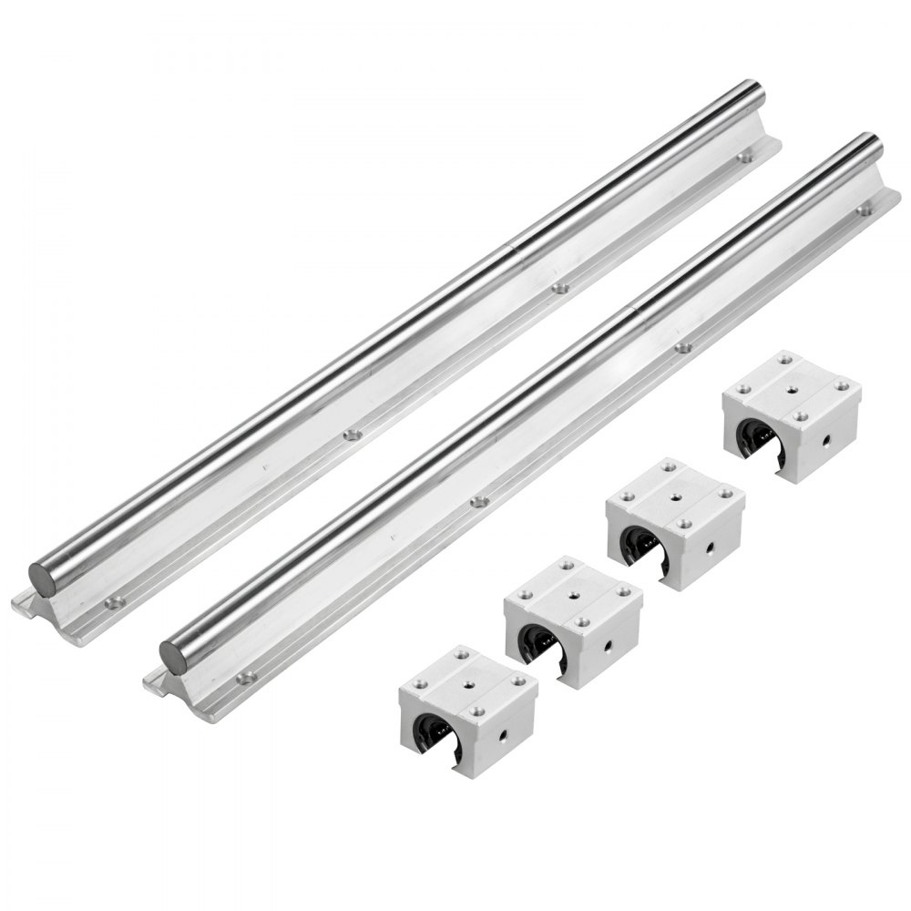 VEVOR Guia Lineal Juego de rieles lineales SBR16-300mm 2uds 300mm SBR16 4uds SBR16UU Bloque para máquinas de Cnc para Enrutadores de bricolaje Molinos