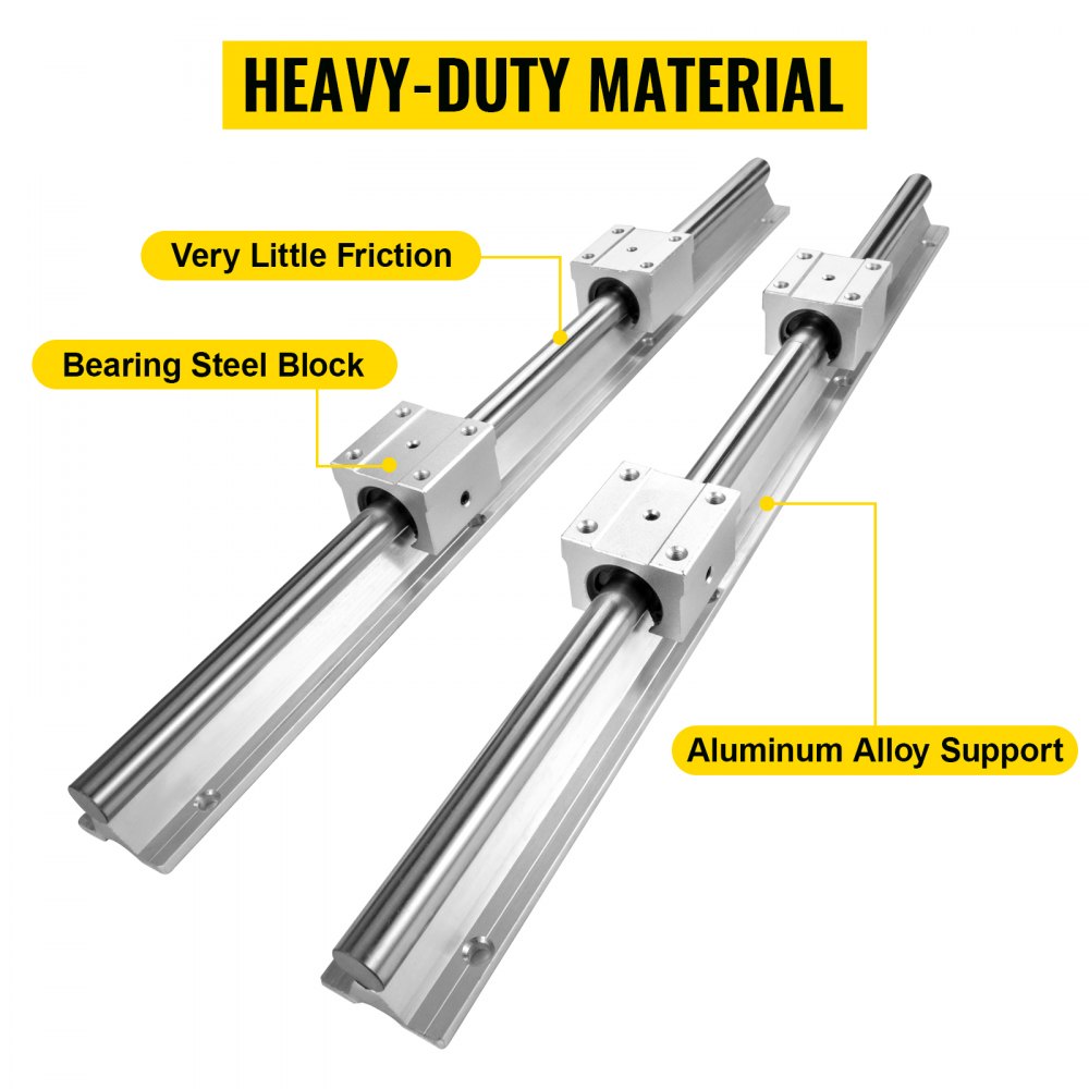 VEVOR Guia Lineal Juego de rieles lineales SBR16-300mm 2uds 300mm SBR16 4uds SBR16UU Bloque para máquinas de Cnc para Enrutadores de bricolaje Molinos