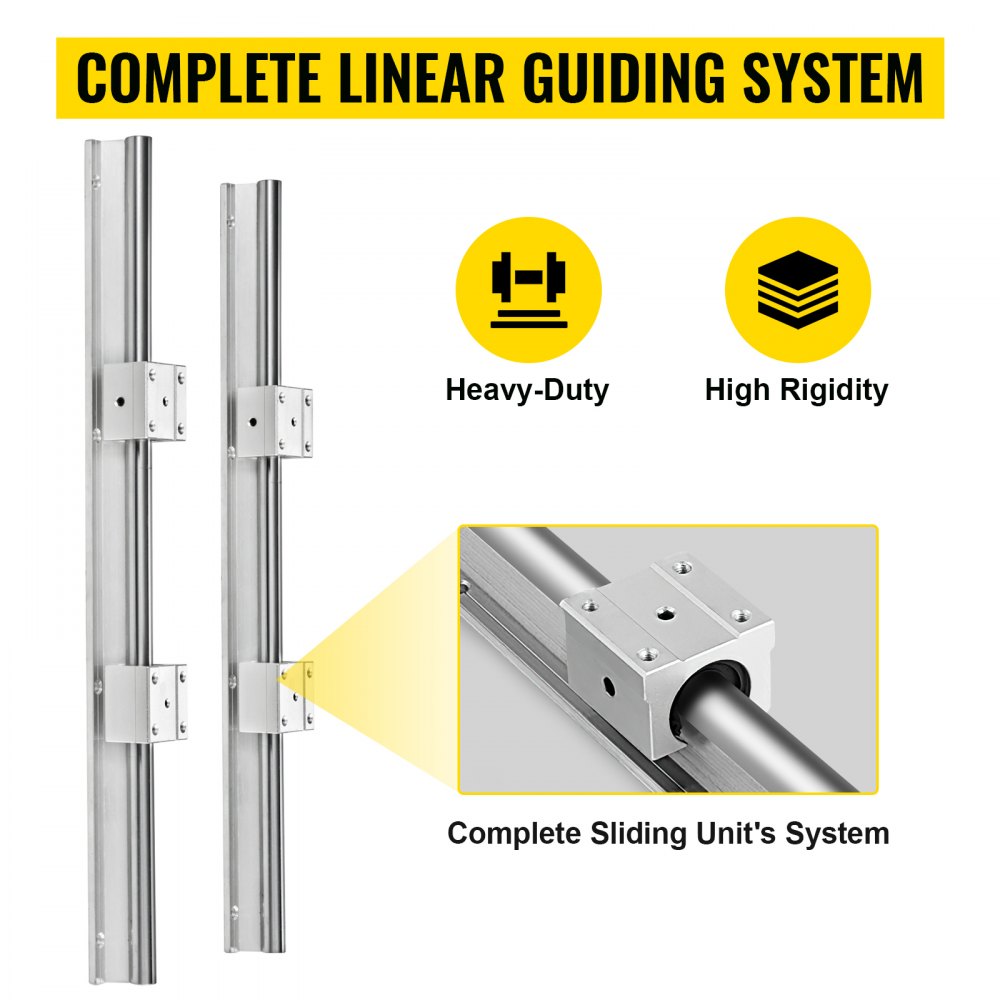 VEVOR Guia Lineal Juego de rieles lineales SBR16-300mm 2uds 300mm SBR16 4uds SBR16UU Bloque para máquinas de Cnc para Enrutadores de bricolaje Molinos