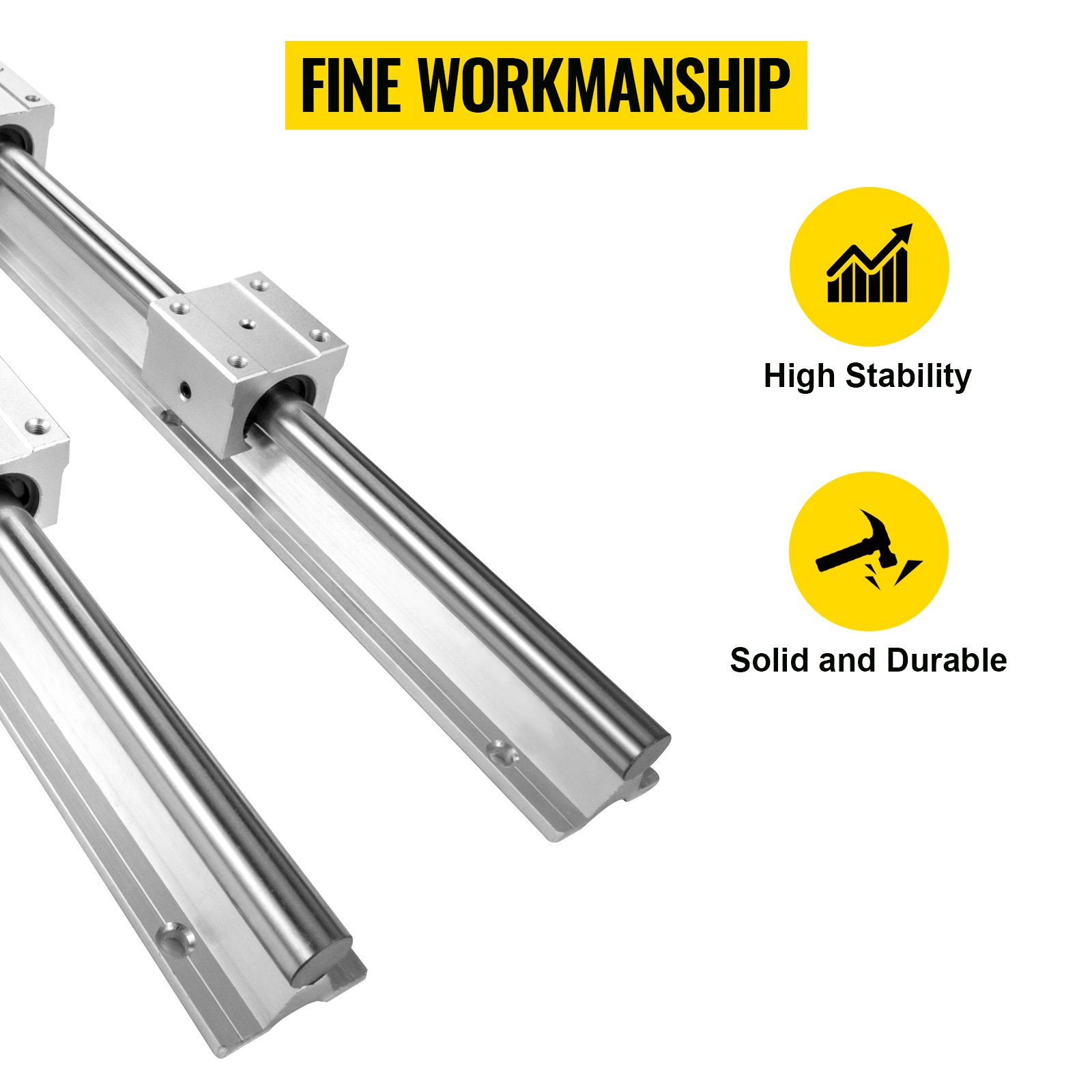 VEVOR Guia Lineal Juego de rieles lineales SBR16-300mm 2uds 300mm SBR16 4uds SBR16UU Bloque para máquinas de Cnc para Enrutadores de bricolaje Molinos