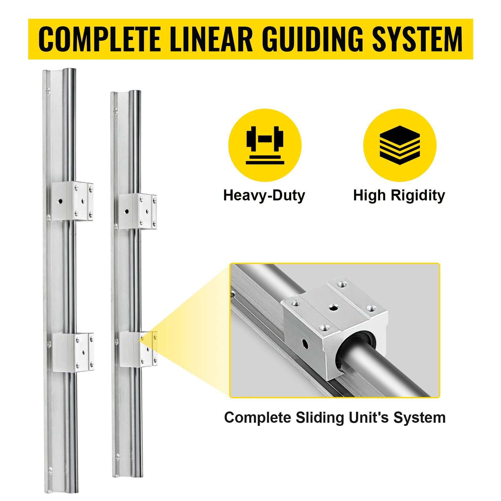 VEVOR Guia Lineal Juego de rieles lineales SBR16-300mm 2uds 300mm SBR16 4uds SBR16UU Bloque para máquinas de Cnc para Enrutadores de bricolaje Molinos