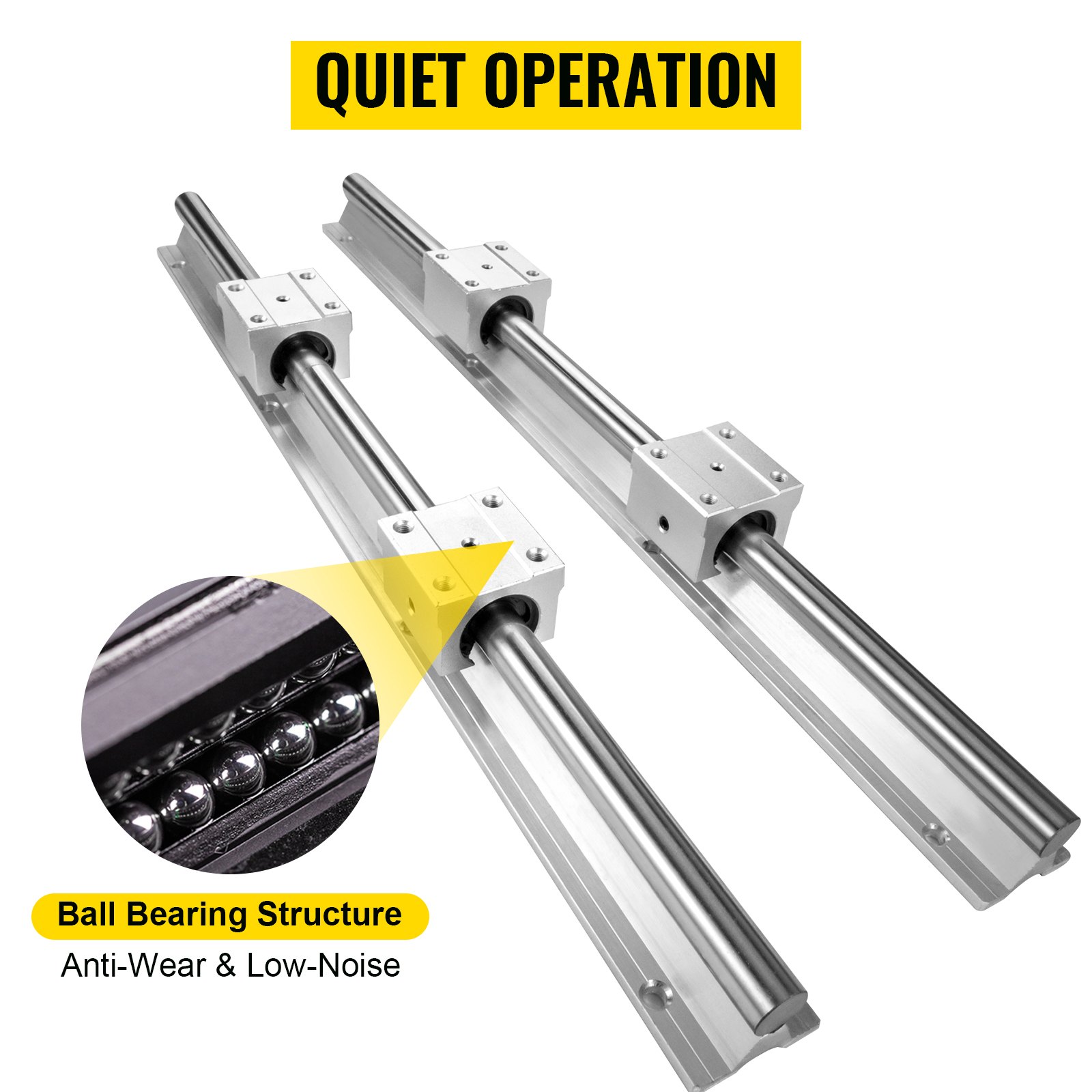 VEVOR Guia Lineal Juego de rieles lineales SBR16-300mm 2uds 300mm SBR16 4uds SBR16UU Bloque para máquinas de Cnc para Enrutadores de bricolaje Molinos