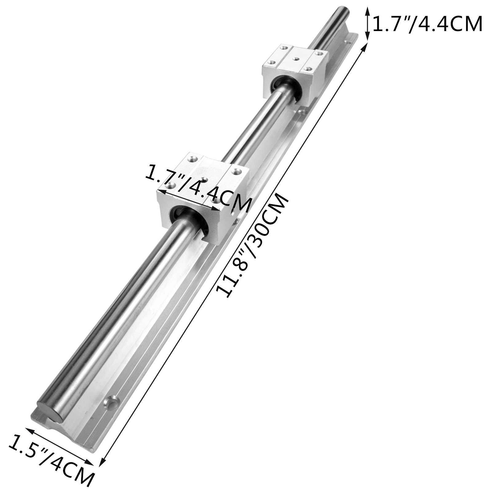 VEVOR Guia Lineal Juego de rieles lineales SBR16-300mm 2uds 300mm SBR16 4uds SBR16UU Bloque para máquinas de Cnc para Enrutadores de bricolaje Molinos