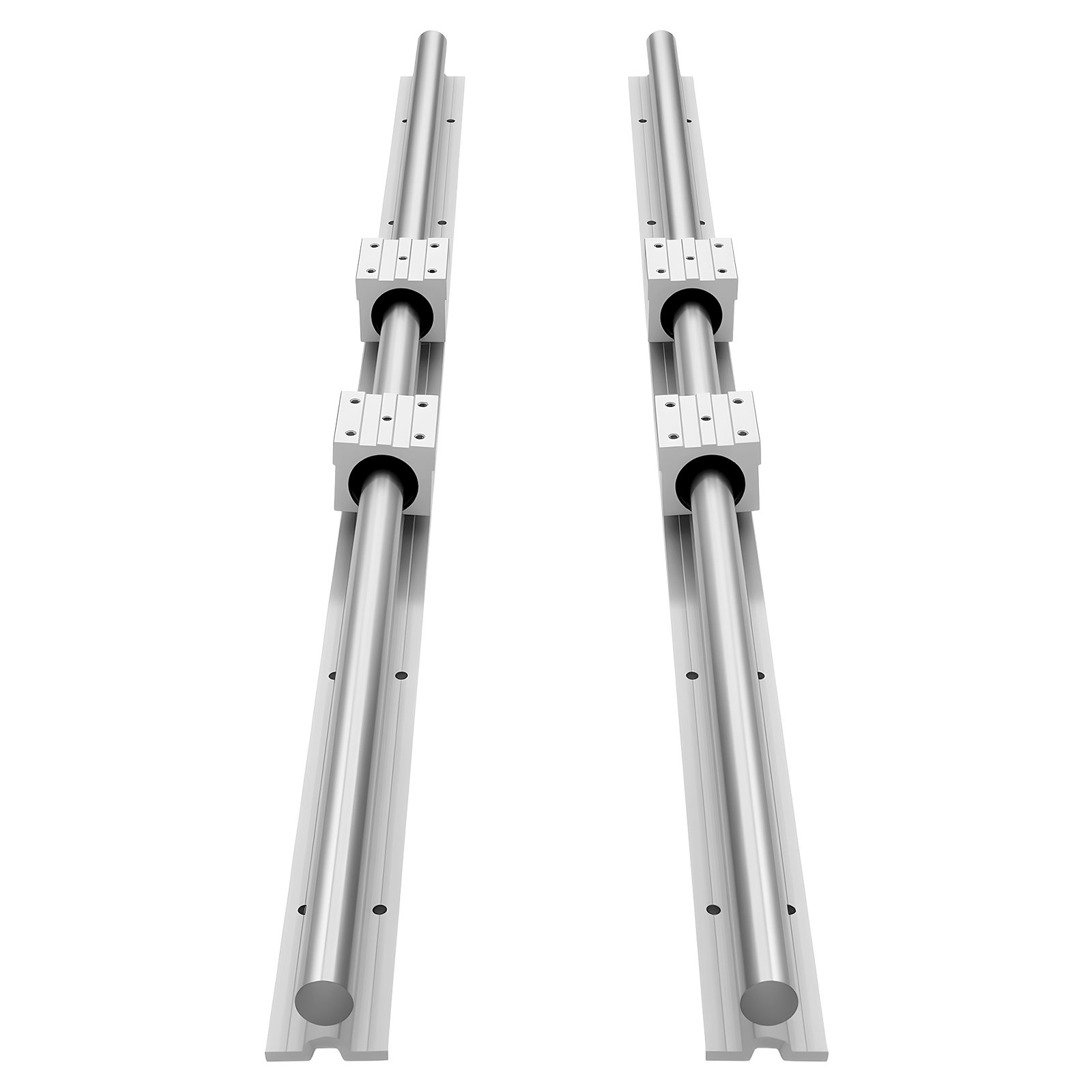 VEVOR Kit de Riel de Guía Lineal SBR25 2 Rieles Longitud de 1200 mm con 4 Bloques Deslizantes con Cojinetes, Eje con Soporte Completo, para Máquinas de Corte, Rectificado, Fresadora, Taladrado