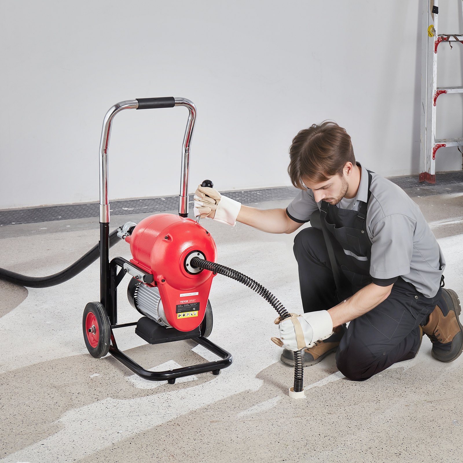 VEVOR Desbloqueador de Tuberías Eléctrico 1100 W Máquina de Limpieza de Tuberías 36,6 m x 3 cm Limpiador Manual de Tubos de Drenaje con 6 Cortadores, Control CW/CCW para Tuberías de 10-20,3 cm