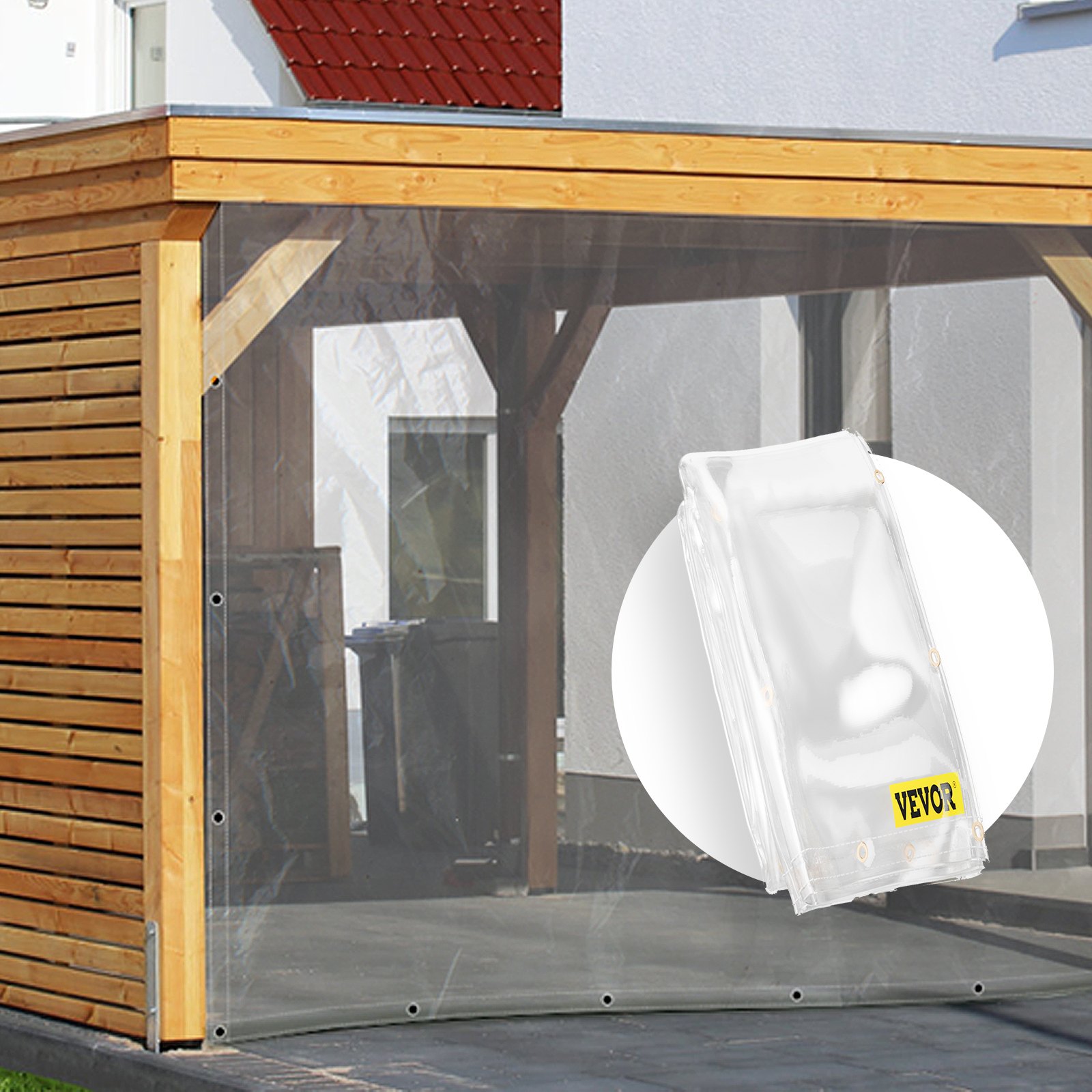 VEVOR Lona Impermeable Transparente de PVC Lona de Protección con Ojales 3 x 3 m Lona Resistente Espesor de 0,5 mm Lona Cubierta Protectora Resistente al Agua y al Desgaste para Camping Jardín Garaje
