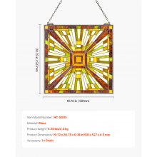 VEVOR Panel de Vidriera Colgante de Ventana 50x53 cm con Cadena para Decoración