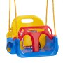VEVOR 3 en 1 Columpio Infantil para Niños Carga 136 kg Rojo Amarillo Azul, para Patio Jardín Parque Interior, Barra de Seguridad y Respaldo Desmontables, Cuerdas Ajustables, Kit Completo de Accesorios