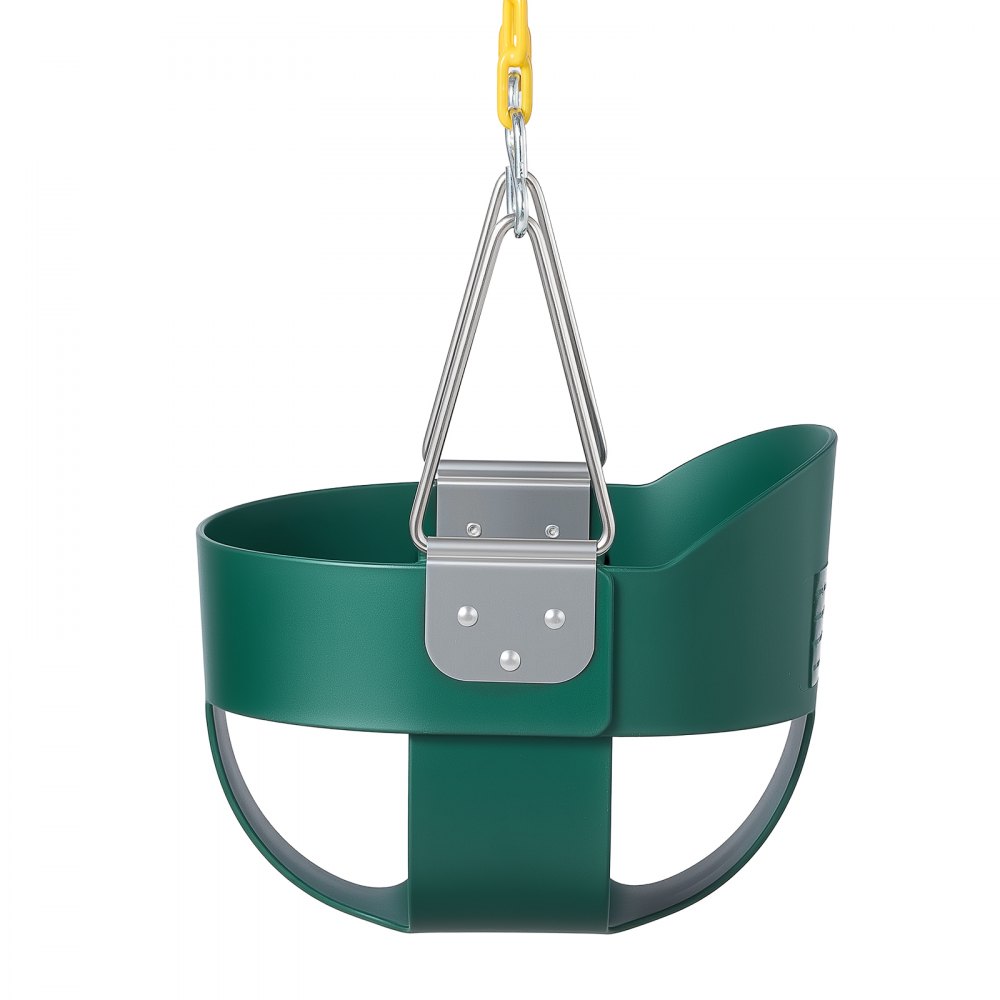 VEVOR Columpio para Niños con Respaldo Alto Cubo Completo Infantil Verde, para Patio Parque Interior Exterior, Capacidad de Carga 136 kg, Marco de Metal de Alta Resistencia, Asiento Ergonómico de EVA