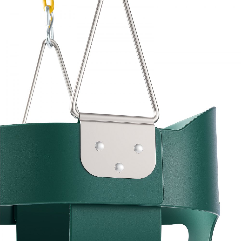 VEVOR Columpio para Niños con Respaldo Alto Cubo Completo Infantil Verde, para Patio Parque Interior Exterior, Capacidad de Carga 136 kg, Marco de Metal de Alta Resistencia, Asiento Ergonómico de EVA
