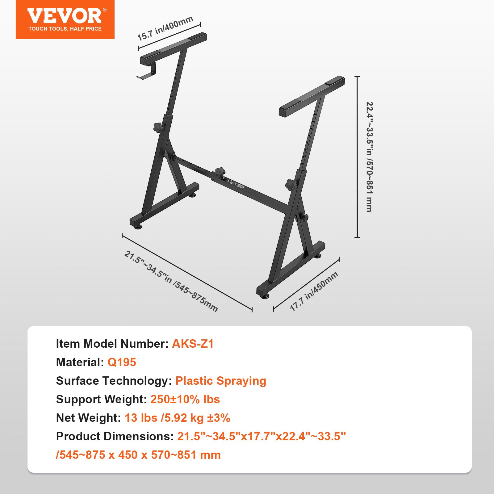 VEVOR Soporte para Teclado de Piano Forma de Z Soporte para Piano Digital Carga de 113 kg Altura Ajustable con Ruedas, Almohadillas, Gancho para Auriculares, para Pianos Eléctricos de 54/66/88 Teclas