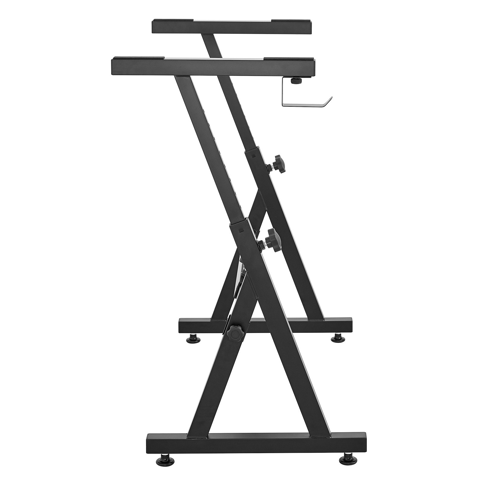 VEVOR Soporte para Teclado de Piano Forma de Z Soporte para Piano Digital Carga de 113 kg Altura Ajustable con Ruedas, Almohadillas, Gancho para Auriculares, para Pianos Eléctricos de 54/66/88 Teclas