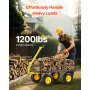 VEVOR 2 en 1 Carrito de Jardín de Acero de 2125 x 750 x 670 mm con Neumáticos Todoterreno de 13", Laterales de Malla Extraíbles y Manija Giratoria de 180°,  Carga de 544,31 kg, Amarillo y Negro