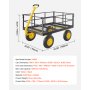 VEVOR 2 en 1 Carrito de Jardín de Acero de 2225 x 760 x 775 mm con Neumáticos Todoterreno de 13", Laterales de Malla Extraíbles y Manija Giratoria de 180°,  Carga de 635,03 kg, Amarillo y Negro