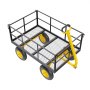 VEVOR 2 en 1 Carrito de Jardín de Acero de 2225 x 760 x 775 mm con Neumáticos Todoterreno de 13", Laterales de Malla Extraíbles y Manija Giratoria de 180°,  Carga de 635,03 kg, Amarillo y Negro
