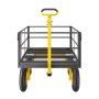 VEVOR 2 en 1 Carrito de Jardín de Acero de 2225 x 760 x 775 mm con Neumáticos Todoterreno de 13", Laterales de Malla Extraíbles y Manija Giratoria de 180°,  Carga de 635,03 kg, Amarillo y Negro