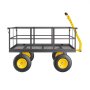 VEVOR 2 en 1 Carrito de Jardín de Acero de 2225 x 760 x 775 mm con Neumáticos Todoterreno de 13", Laterales de Malla Extraíbles y Manija Giratoria de 180°,  Carga de 635,03 kg, Amarillo y Negro
