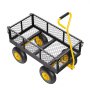 VEVOR Carrito Resistente de Jardín de Acero de 1700 x 480 x 515 mm con Neumáticos de 10", Laterales de Malla Extraíbles y Manija Giratoria de 180°, Capacidad de Carga de 226,80 kg, Amarillo y Negro