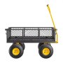 VEVOR Carrito Resistente de Jardín de Acero de 1700 x 480 x 515 mm con Neumáticos de 10", Laterales de Malla Extraíbles y Manija Giratoria de 180°, Capacidad de Carga de 226,80 kg, Amarillo y Negro
