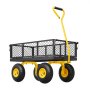 VEVOR Carrito Resistente de Jardín de Acero de 1700 x 480 x 515 mm con Neumáticos de 10", Laterales de Malla Extraíbles y Manija Giratoria de 180°, Capacidad de Carga de 226,80 kg, Amarillo y Negro