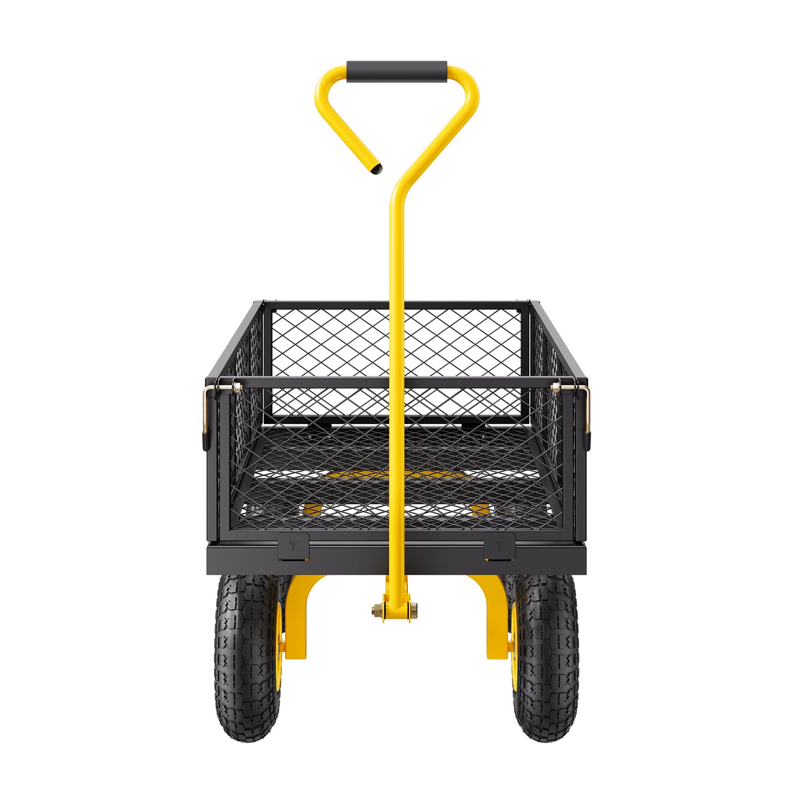 VEVOR Carrito Resistente de Jardín de Acero de 1840 x 560 x 535 mm con Neumáticos de 10", Laterales de Malla Extraíbles y Manija Giratoria de 180°, Capacidad de Carga de 408,23 kg, Amarillo y Negro