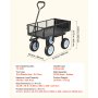 VEVOR Carro de Jardín con Ruedas, Carro de Mano Capacidad Máxima 226 kg, Acero Reforzado con Asiento, Neumáticos, Paneles Desmontables, Asa Ajustable para Transporte de Carga Pesada Exterior, Negro