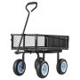 VEVOR Carro de Jardín con Ruedas, Carro de Mano Capacidad Máxima 226 kg, Acero Reforzado con Asiento, Neumáticos, Paneles Desmontables, Asa Ajustable para Transporte de Carga Pesada Exterior, Negro
