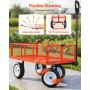 VEVOR Carro de Jardín con Ruedas, Carro de Mano Capacidad Máxima 408 kg, Acero Reforzado con Neumáticos, Paneles Laterales Desmontables, Asa Ajustable para Transporte de Carga Pesada Exterior, Rojo