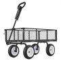 VEVOR Carro de Jardín con Ruedas, Carro de Mano Capacidad Máxima 408 kg, Acero Reforzado con Asa Ajustable, Neumáticos, Paneles Laterales Desmontables para Exterior Transporte de Carga Pesada, Negro