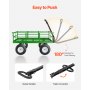 VEVOR 2 en 1 Carrito Resistente de Jardín de Acero de 2125 x 750 x 670 mm con Neumáticos Todoterreno de 13", Laterales de Malla Extraíbles y Manija Giratoria de 180°,  Carga de 544,31 kg, Verde
