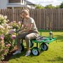 VEVOR Carro de Jardín con Ruedas, Carro de Mano Capacidad Máxima 226 kg, Acero Reforzado con Neumáticos, Asiento, Asa Ajustable, Paneles Desmontables para Transporte de Carga Pesada Exterior, Verde