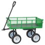 VEVOR Carro de Jardín con Ruedas, Carro de Mano Capacidad Máxima 226 kg, Acero Reforzado con Neumáticos, Asiento, Asa Ajustable, Paneles Desmontables para Transporte de Carga Pesada Exterior, Verde