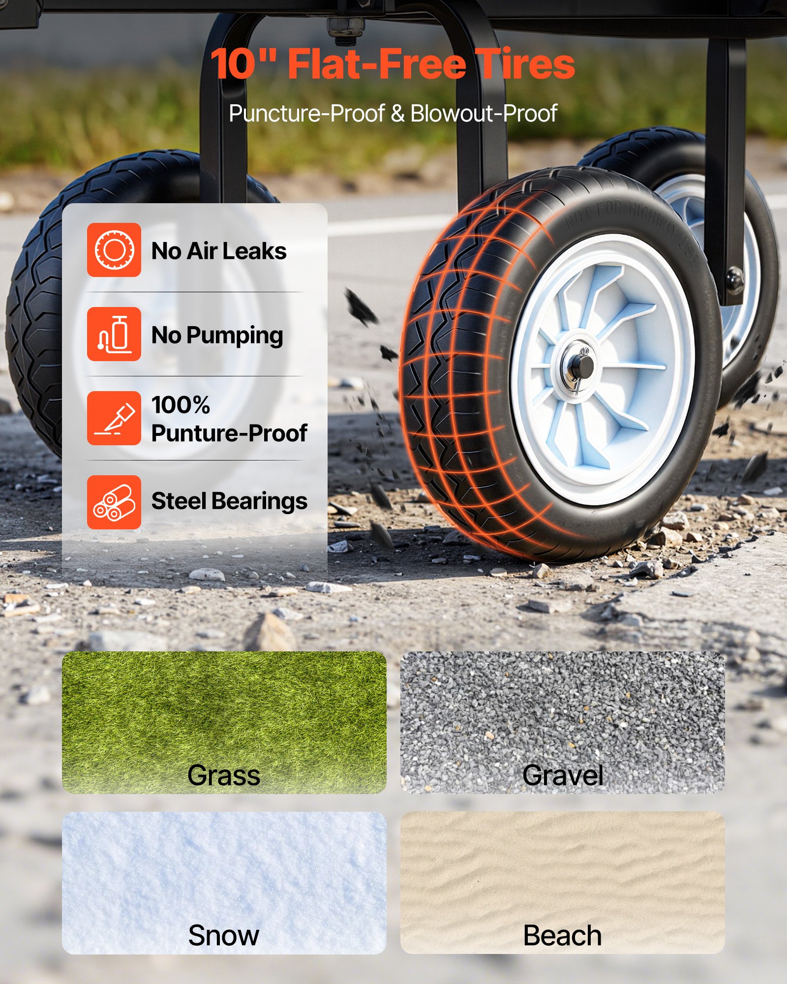 VEVOR Carro de Jardín con Ruedas, Carro de Mano Capacidad Máxima 226 kg, Acero Reforzado con Neumáticos, Asiento, Asa Ajustable, Paneles Desmontables para Transporte de Carga Pesada Exterior, Verde