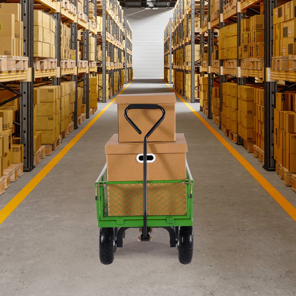 VEVOR handcart 408.23 kg, transport cart, equipment cart, garden cart, handcart with 10-inch tires and removable mesh side panels (convertible to a flatbed) and 180° rotating handle