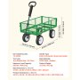 VEVOR Carro de Jardín con Ruedas, Carro de Mano Capacidad Máxima 408 kg, Acero Reforzado con Neumáticos, Asa Ajustable, Paneles Laterales Desmontables para Exterior Transporte de Carga Pesada, Verde