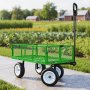 VEVOR Carro de Jardín con Ruedas, Carro de Mano Capacidad Máxima 408 kg, Acero Reforzado con Neumáticos, Asa Ajustable, Paneles Laterales Desmontables para Exterior Transporte de Carga Pesada, Verde