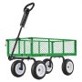 VEVOR Carro de Jardín con Ruedas, Carro de Mano Capacidad Máxima 408 kg, Acero Reforzado con Neumáticos, Asa Ajustable, Paneles Laterales Desmontables para Exterior Transporte de Carga Pesada, Verde