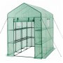 VEVOR Invernadero de Exterior 137 x 206 x 196 cm, Invernadero de Jardín con Puerta Enrollable y 2 Ventanas, Estantes de 3 Niveles, Cubierta de PE, Vivero Casero para Plantas Verduras Flores, Verde