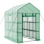 VEVOR Invernadero de Exterior 137 x 206 x 196 cm, Invernadero de Jardín con Puerta Enrollable y 2 Ventanas, Estantes de 3 Niveles, Cubierta de PE, Vivero Casero para Plantas Verduras Flores, Verde