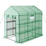 VEVOR Invernadero de Exterior 137 x 206 x 196 cm, Invernadero de Jardín con Puerta Enrollable y 2 Ventanas, Estantes de 3 Niveles, Cubierta de PE, Vivero Casero para Plantas Verduras Flores, Verde