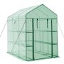 VEVOR Invernadero de Exterior 137 x 206 x 196 cm, Invernadero de Jardín con Puerta Enrollable y 2 Ventanas, Estantes de 3 Niveles, Cubierta de PE, Vivero Casero para Plantas Verduras Flores, Verde