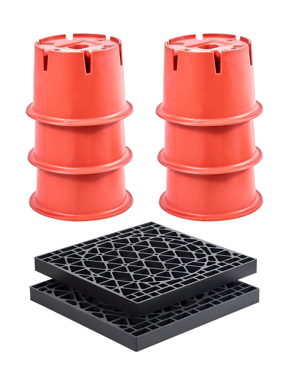 VEVOR 6 Trailer Support Blocks (203.2 mm height, 908 kg load capacity) + 2 Trailer Jack Pads, 8-piece Heavy Duty Leveling Kit for 5th Class Air Conditioned Motorhomes