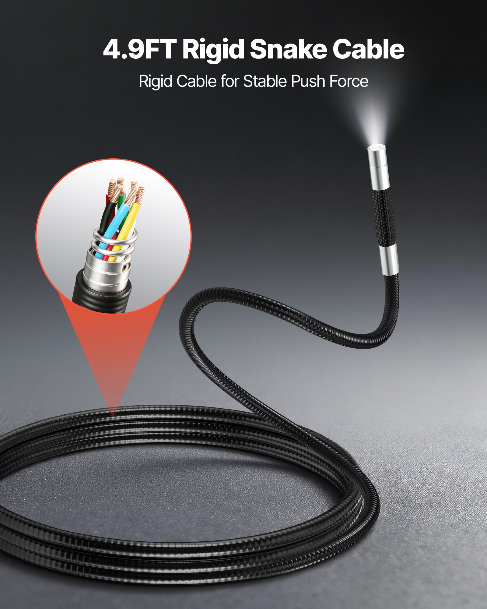 VEVOR Endoscopio Cámara de Inspección Articulado 180°, Cámara Inspección de Tuberías con Pantalla IPS, Sonda de 6,2 mm, Cable de 1,5 m, 8 Luces LED, 32 GB, Zoom 8X para Motores HVAC Espacios Reducidos