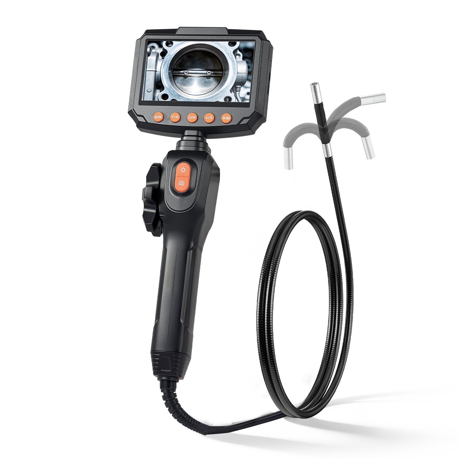 VEVOR Endoscopio Cámara de Inspección Articulado 180°, Cámara Inspección de Tuberías con Pantalla IPS, Sonda de 6,2 mm, Cable de 1,5 m, 8 Luces LED, 32 GB, Zoom 8X para Motores HVAC Espacios Reducidos