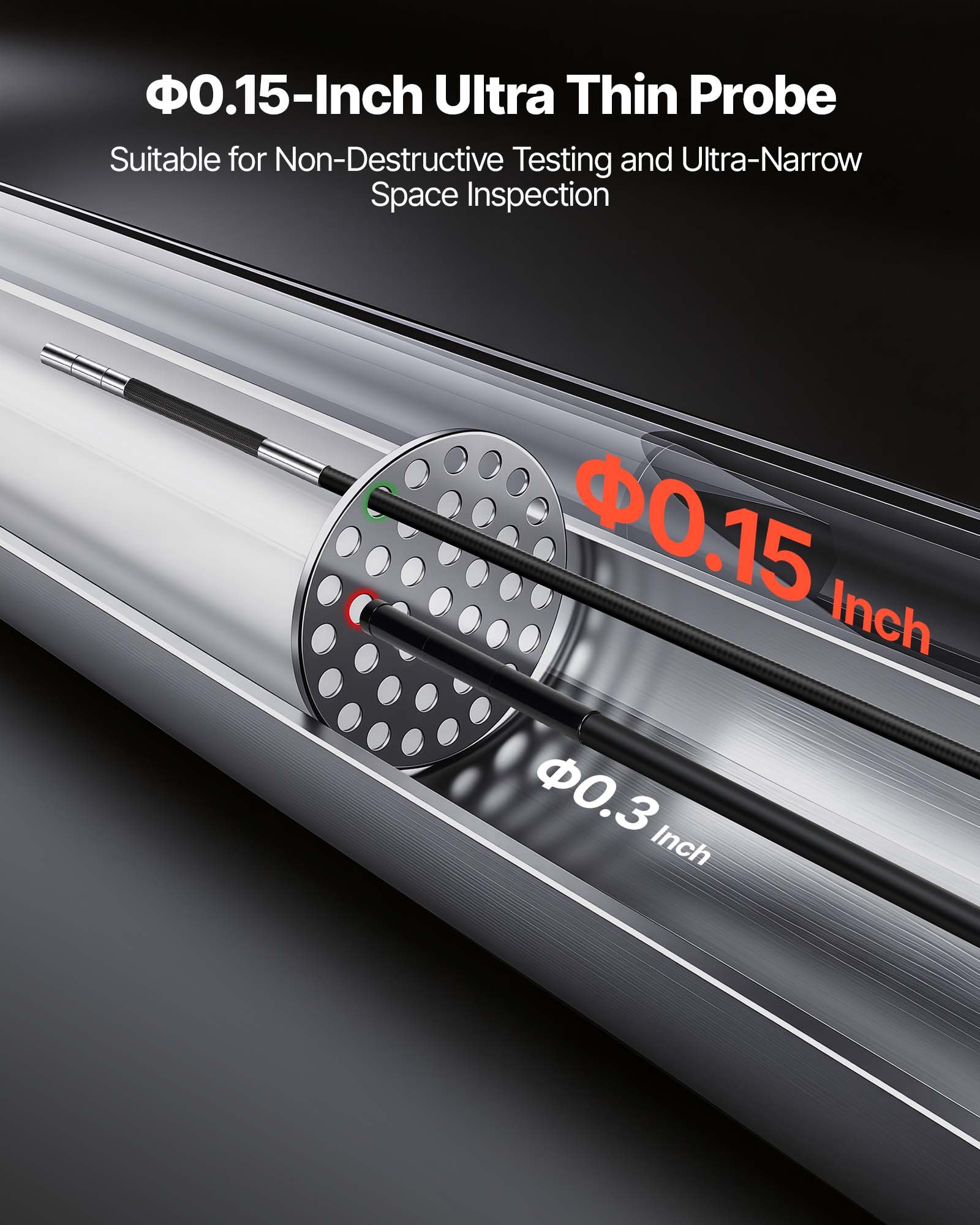 VEVOR Endoscopio Cámara de Inspección de 360° Articulado en 4 Direcciones con Pantalla IPS, Luces LED, Sonda de 3,9 mm, 32 GB, Cable de 1,5 m, Zoom Multinivel, 3000 mAh, para Fontanería y Automoción