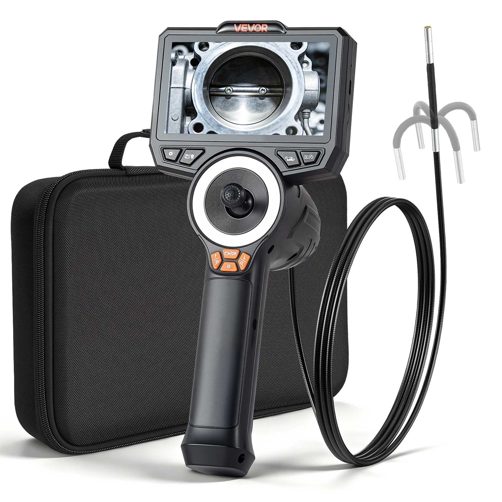 VEVOR Endoscopio Cámara de Inspección de 360° Articulado en 4 Direcciones con Pantalla IPS, Luces LED, Sonda de 3,9 mm, 32 GB, Cable de 1,5 m, Zoom Multinivel, 3000 mAh, para Fontanería y Automoción
