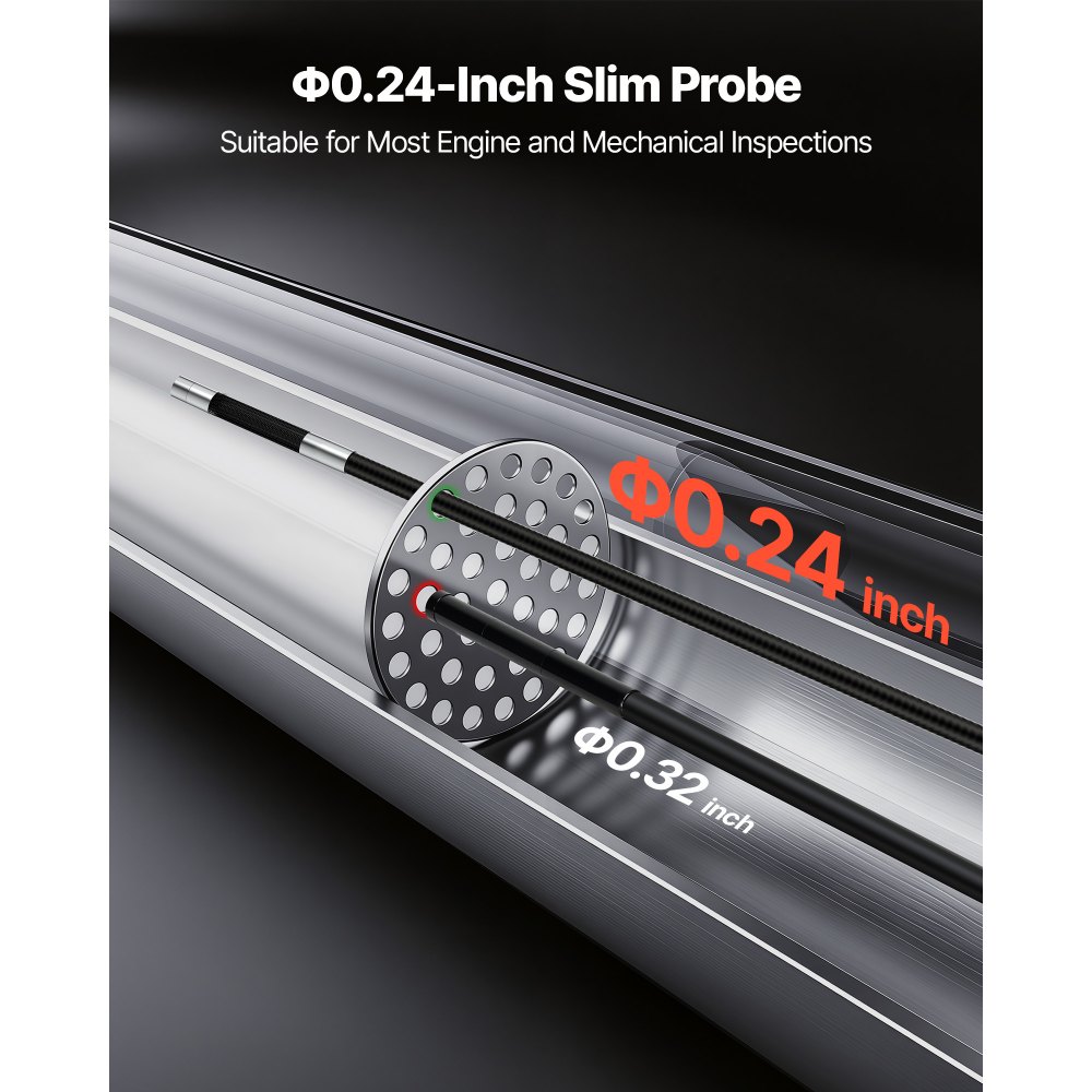 VEVOR Endoscopio Cámara de Inspección de 360° Articulado en 4 Direcciones con Pantalla IPS, Cable de 1,5 m, Sonda de 6,2 mm, 32 GB, 3000 mAh, Luces LED, Zoom Multinivel, para Fontanería y Automoción